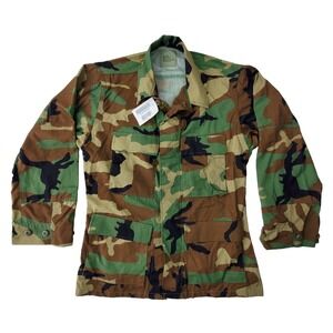 US Military Woodland BDU Combat Shirt Small Short Ripstop Cotton Nylon‎